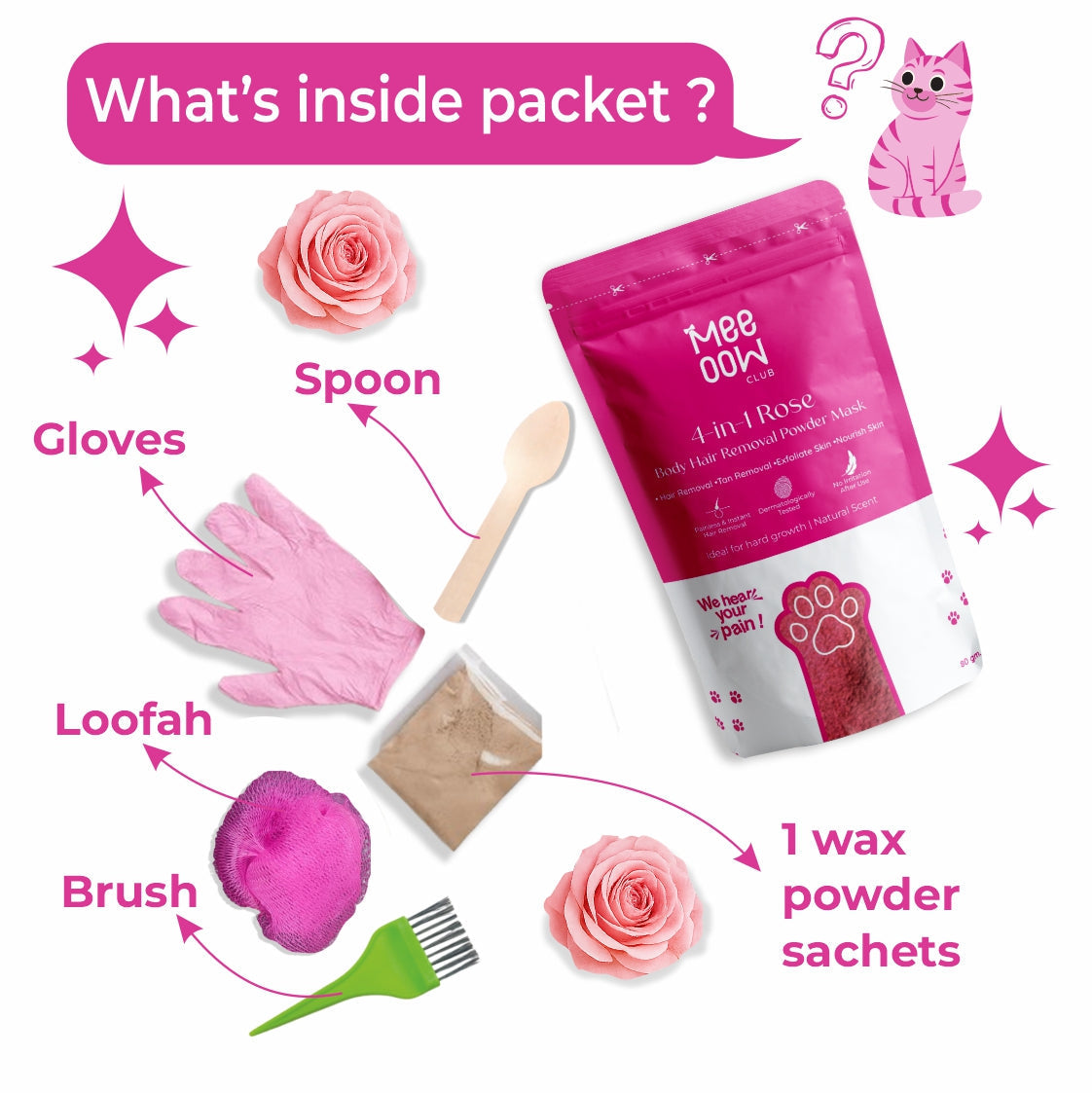 MEEOOW - 4-in-1 Rose Body Wax Powder Mask